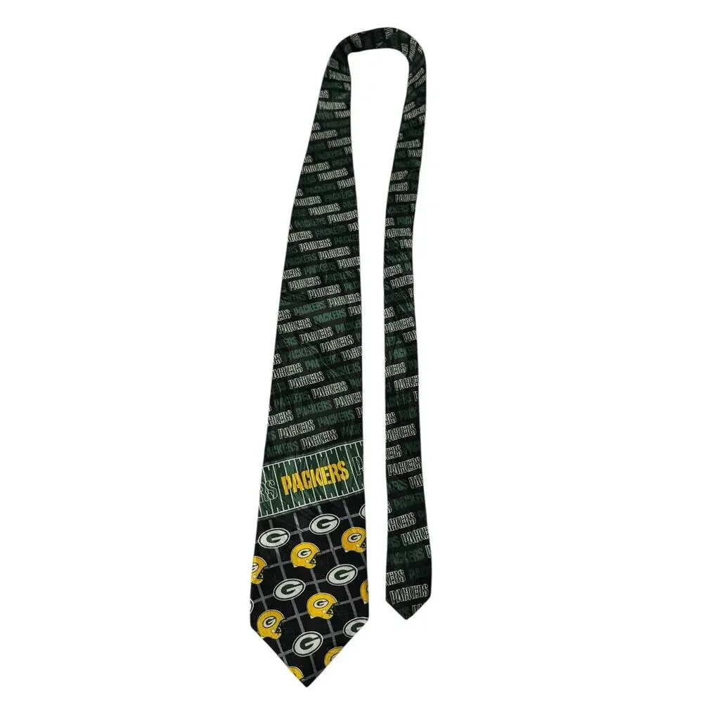 Ralph Marlin RM Sport NFL Green Bay Packers V Logo Helmet Vintage Necktie Silk